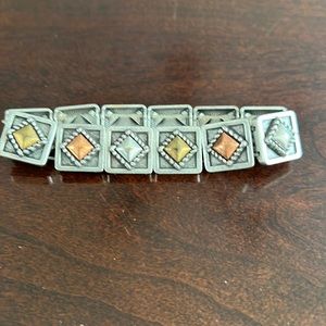 Chico’s mixed metals bracelet stretchy, silver gold and bronze